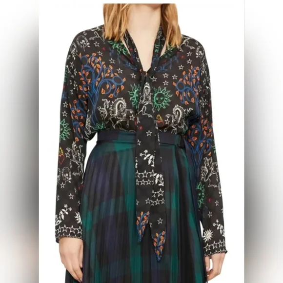 Sandro Paris Colchique Celestial Print Top - Picture 2 of 11